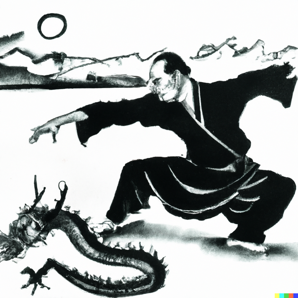 Ink painting of Tai Chi practitioner